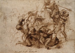 1504年为&39;Cascina Battle&39;而战的研究 作者 米开朗基罗（Michelangelo Buonarroti）
